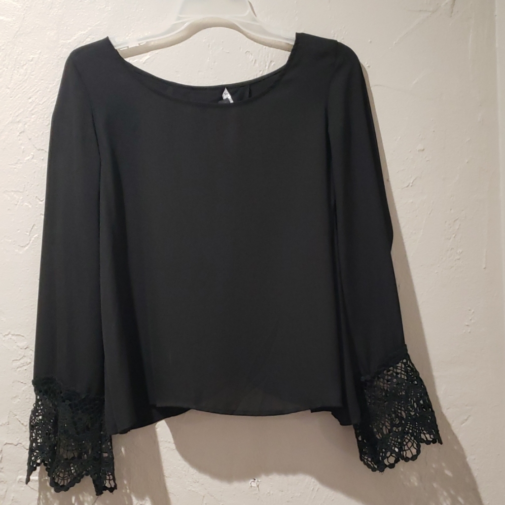 Black Split Back Blouse